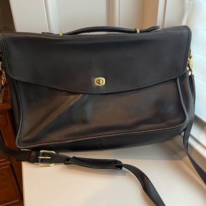 Coach Black leather messenger bag